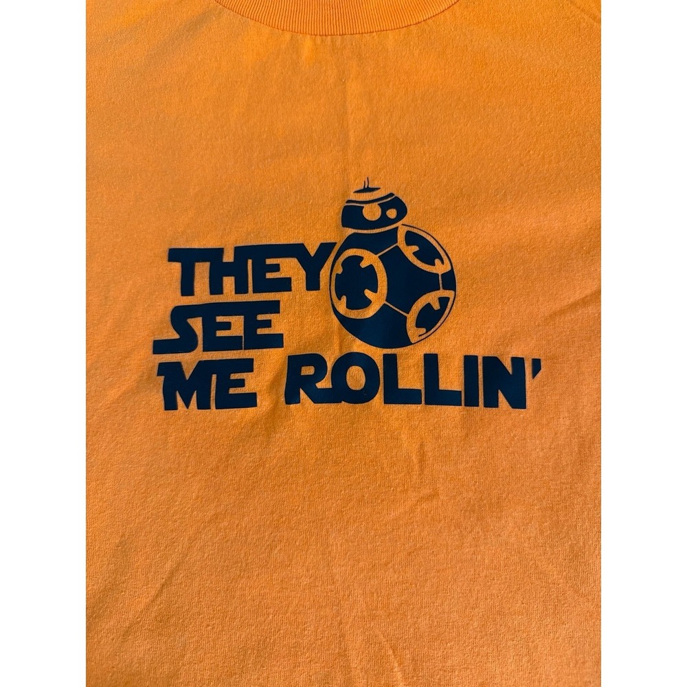 Gildan Boys Orange "They See Me Rollin" Short Sleeve Tee Size XS - Picture 2 of 4